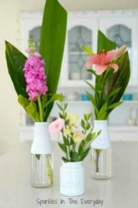 DIY Flower vases from recycled bottles